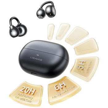 Słuchawki Bluetooth USAMS Echo R02       Clip-on bezprzewodowe szary