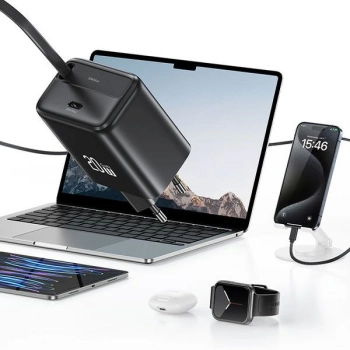 USAMS Ład. siec. 1xUSB-C ze zwijanymkablem USB-C Retractable PD+QC 20W Gan Fast Charging czarny/black YC Series CC233TC01 (US-CC233)