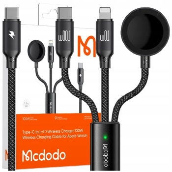 MCDODO ŁADOWARKA INDUKCYJNA DO APPLE WATCH 3W1 KABEL DO IPHONE MACBOOK 100W