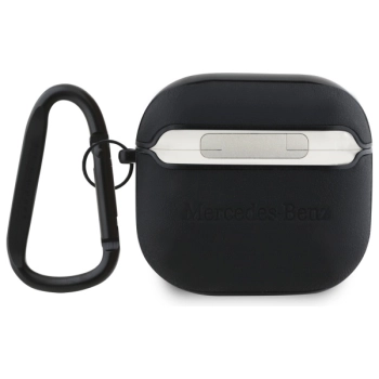 Mercedes MEA4CSLBK AirPods 4 cover       czarny/black Leather Metal Logo