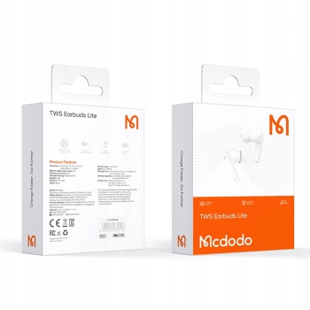 MCDODO SŁUCHAWKI BEZPRZEWODOWE DOUSZNE BLUETOOTH 5 Z MIKROFONEM ETUI BIAŁE