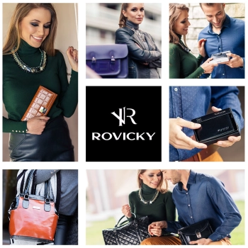 ROVICKY portfel damski skórzany poziomy duży pojemny ochrona RFID
