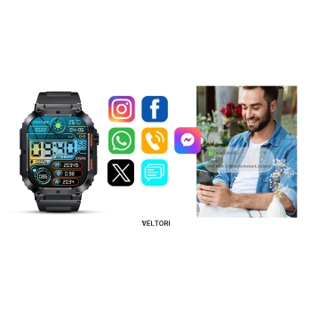 Smartwatch VELTORI VT200-1 Czarny Pasek Silikonowy