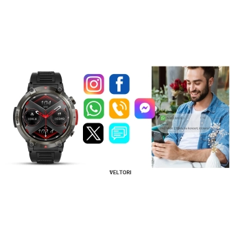 Smartwatch VELTORI VT140-1 Czarny Pasek Silikonowy