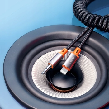 MCDODO KABEL AUX DO IPHONE X 14 PRZEJŚCIÓWKA ADAPTER LIGHTNING MINI JACK SPIRALNY SPRĘŻYNOWY 2M