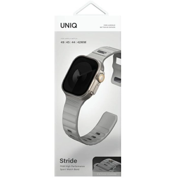 UNIQ pasek Stride Apple Watch Series1/2/3/4/5/6/7/8/9/SE/SE2/Ultra/Ultra 2 42/44/45/49mm FKM Rubber Strap szary/chalk grey