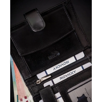 Skórzany portfel męski wyposażony w system RFID - Rovicky