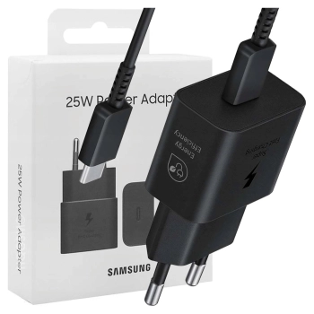 Ład. siec. Samsung EP-T2510XB 25W Fast Charge + kabel USB-C/USB-C czarny/black