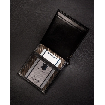 Portfel etui na banknoty karty ze skóry naturalnej slim cienkie Rovicky