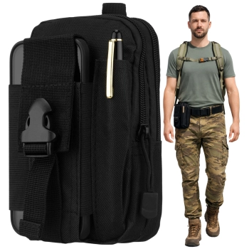 Saszetka do paska męska militarna outdoor czarna elegancka