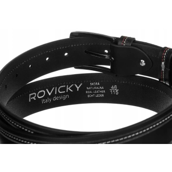 Skórzany pasek męski Rovicky szeroki elegancki klasyczny