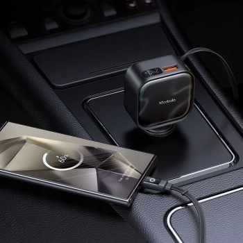 MCDODO SZYBKA ŁADOWARKA SAMOCHODOWA 3X USB USB-C 93W LED KABEL ZWIJANY 1M