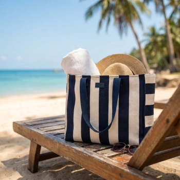 Torba damska Peterson na plażę zakupy wakacyjna duża mieści A4 w paski