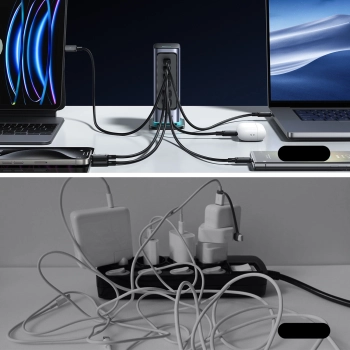 Ładowarka Joyroom JR-TCM02 wieloportowa GaN 65W EU 4x USB-C 2x USB-A - ciemnoszara