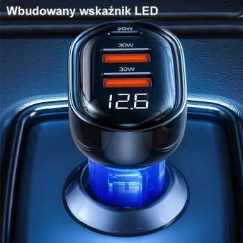 USAMS Ład. sam. 2xUSB+1xUSB-C 80WFast Charge niebieski/blue CC159CC02 (US-CC159)