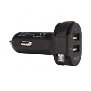 Xqisit ład. sam. 6A Dual USB+microUSBcar charger czarny/black 20425