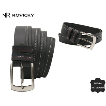 Skórzany pasek męski Rovicky szeroki elegancki klasyczny