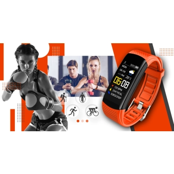 Smartwatch GIEWONT czarno pomarańczowy elegancki do noszenia