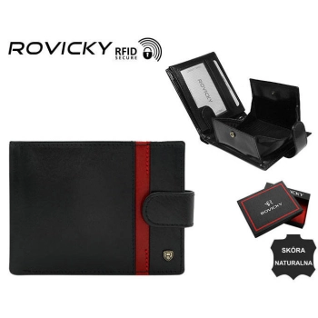 Duży, skórzany portfel męski na zatrzask — Rovicky