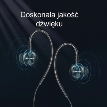 AWEI słuchawki stereo L3 3,5mm jackczarny/black