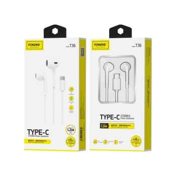 FONENG słuchawki przewodowe T36 USB-C z mikrofonem 1.2M Biały
