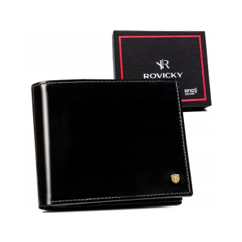 Duży, skórzany portfel męski bez zapięcia - Rovicky