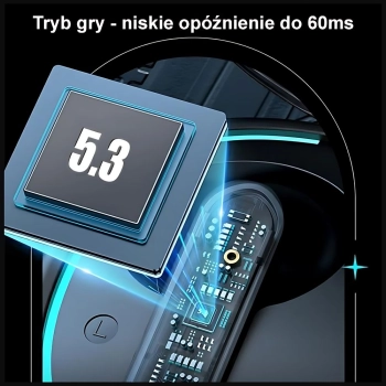 USAMS Słuchawki Bluetooth 5.3 TWS ENCXJ13 series Gaming Earbuds bezprzewodowe czarny/black BHUXJ01 (US-XJ13)