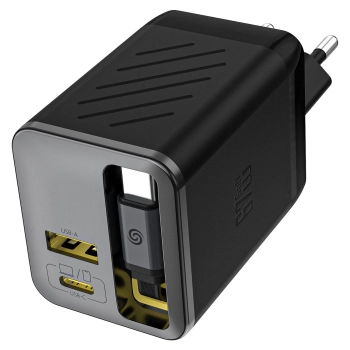 Ładowarka sieciowa Dudao A67EU GaN 67W z wbudowanym zwijanym kablem USB-C Power Delivery Quick Charge - czarna
