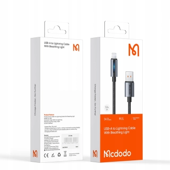 MCDODO ŁADOWARKA KABEL USB LIGHTNING SZYBKIEGO ŁADOWANIA DO IPHONE 1M LED