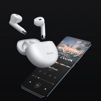MCDODO SŁUCHAWKI BEZPRZEWODOWE DOUSZNE BLUETOOTH 5 Z MIKROFONEM ETUI BIAŁE