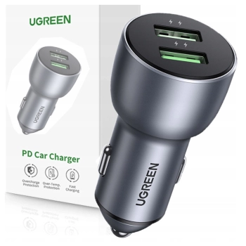 Ładowarka samochodowa UGREEN CD213 QC 3.0, 2xUSB, 36W (szara)