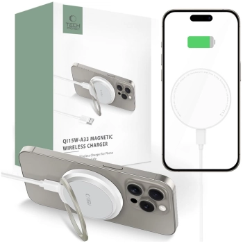 TECH-PROTECT QI15W-A33 MAGNETIC MAGSAFE WIRELESS CHARGER WHITE