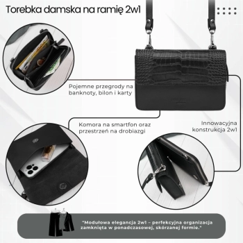 Torebka damska skórzana kopertówka Paolo Peruzzi 2w1