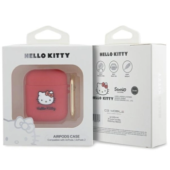 Hello Kitty HKA23DKHSF Airpods 1/2 coverfuksja/fuschia Silicone 3D Kitty Head