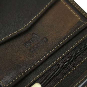 Portfel męski pionowy Wild Tiger RFID ciemnobrązowy