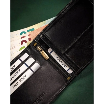 Skórzany portfel męski z systemem RFID - Rovicky
