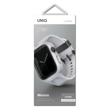UNIQ pasek Monos 2in1 Apple Watch Strap+ Case Series 4/5/6/7/8/9/SE/SE2 44/45mm. szary/chalk grey