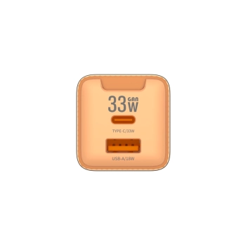 JELLICO ładowarka sieciowa EU55 GaN PD 33W 1xUSB-C + 1xUSB QC3.0 Pomarańczowy