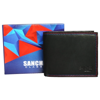 Portfel z ozdobną nicią Sanchez Classic - czarny