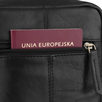 Skórzana torba męska na ramię listonoszka saszetka PETERSON czarna