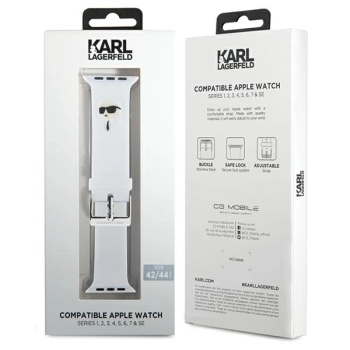 Karl Lagerfeld Pasek KLAWLSLKNH Apple Watch 42/44/45/49mm biały/white strap 3D Rubber Karl Head