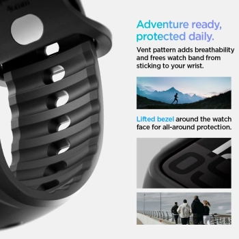 Pasek Spigen Liquid Air Pro na Apple Watch 46 mm - czarny mat