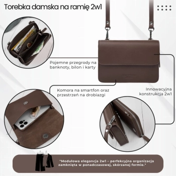 Torebka damska skórzana kopertówka na ramię Paolo Peruzzi
