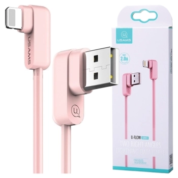 USAMS Kabel kątowy U-flow Lightning 1,2m2A różowy/pink IPUSBCY03 (US-SJ165)