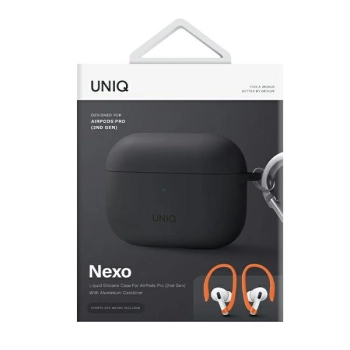 UNIQ etui Nexo AirPods Pro 2 gen + EarHooks Silicone (2022/2023) szary/charcoal grey