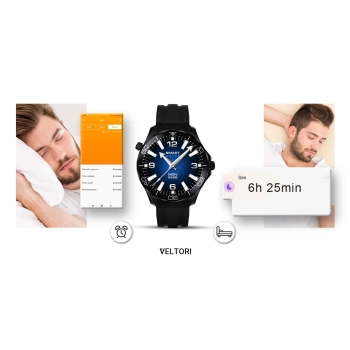 Smartwatch VELTORI VT150-1 Czarny Pasek Silikonowy + Czarna Bransoleta