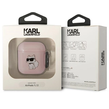 Karl Lagerfeld KLA2HNCHTCP Airpods 1/2cover różowy/pink Ikonik Choupette
