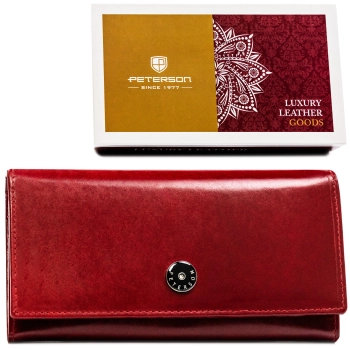 Portfel damski Peterson ze skóry naturalnej elegancki pojemny ochrona RFID