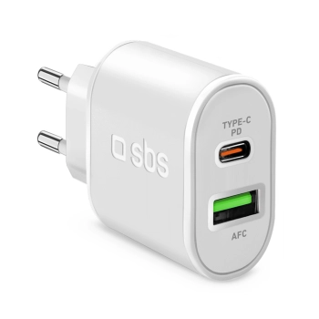 Ładowarka sieciowa SBS TETRPD20W 20W USB-A USB-C z Power Delivery - biała