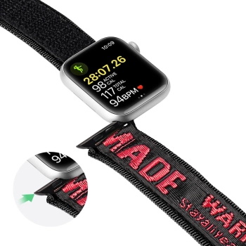 Dux Ducis Strap (Outdoor Version) pasek Apple Watch Ultra, SE, 9, 8, 7, 6, 5, 4, 3, 2, 1 (49, 45, 44, 42 mm) nylonowa opaska bransoleta czarno-czerwon